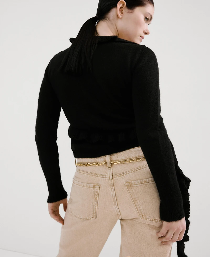 Mango Women's Ruffle Knit Cardigan