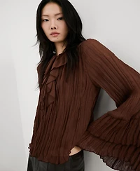 Mango Women's Ruffled Chiffon Blouse