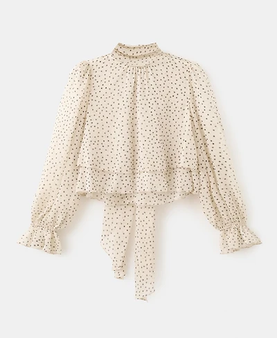 Mango Women's Bow Polka-Dot Blouse