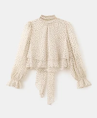 Mango Women's Bow Polka-Dot Blouse