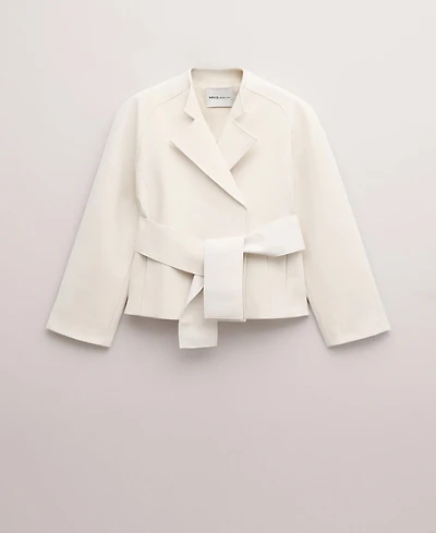 Mango Women's Lapels and Tie Belt Jacket
