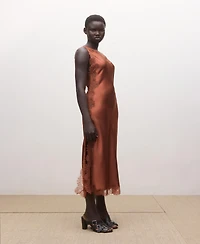 Mango Women's Asymmetrical Satin Lace Dress