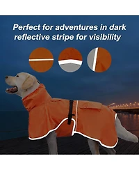 Aronkl Adjustable Hooded Raincoat for Medium Large Dogs with Reflective Edges