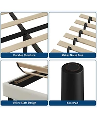 gaomon Full Upholstered Bed Frame with Headboard, Under Bed Storage and Strong Wood Slats Support