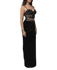Jluxlabel Women's Velvet And Lace Maxi Skirt