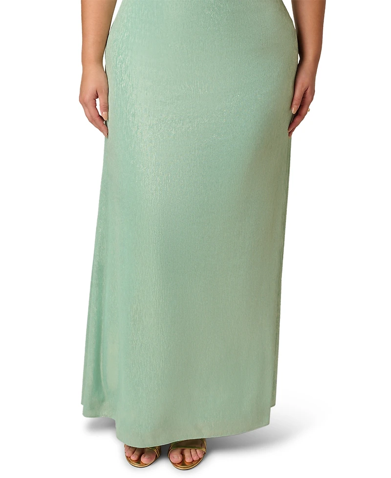 Adrianna Plus Size Foiled One-Shoulder Ball Gown