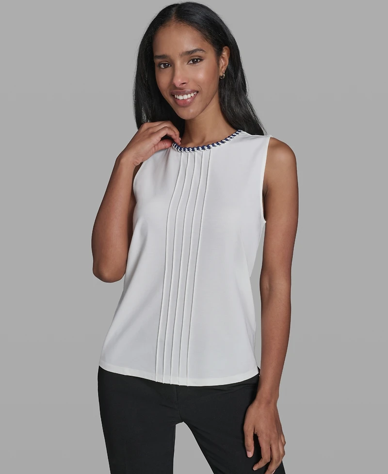 Karl Lagerfeld Paris Women's Crew Neck Sleeveless Blouse