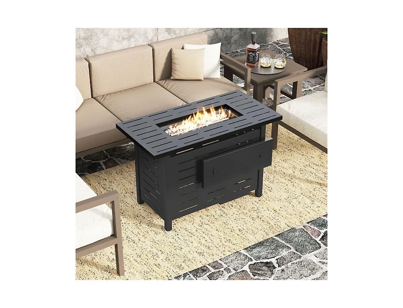 Slickblue 40 Inch Outdoor Propane Fire Pit Table with Lava Rocks