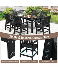 Gymax Patio Dining Chairs Set of 4 w/Wide Armrests Curved Seat Wood Grain for Backyard