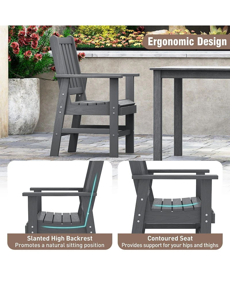Gymax 6PCS Patio Dining Bench Set Outdoor Hdpe Weather Resistant Table and Chairs Set