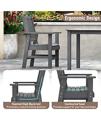Gymax 6PCS Patio Dining Bench Set Outdoor Hdpe Weather Resistant Table and Chairs Set