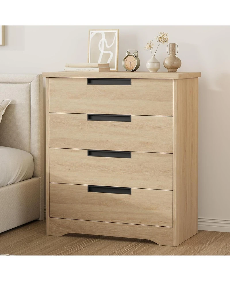gaomon 4 Drawer Dresser , Chest of Drawers with Embedded Handles Design, Wooden Dresser Organizer for Living