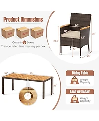 Gymax 9 Pieces Patio Pe Wicker Dining Set Outdoor Acacia Wood Table and Chairs