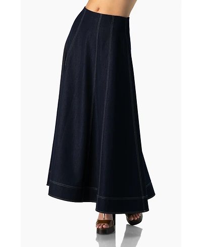 Ivonne Women's Wide Denim Midi Skirt