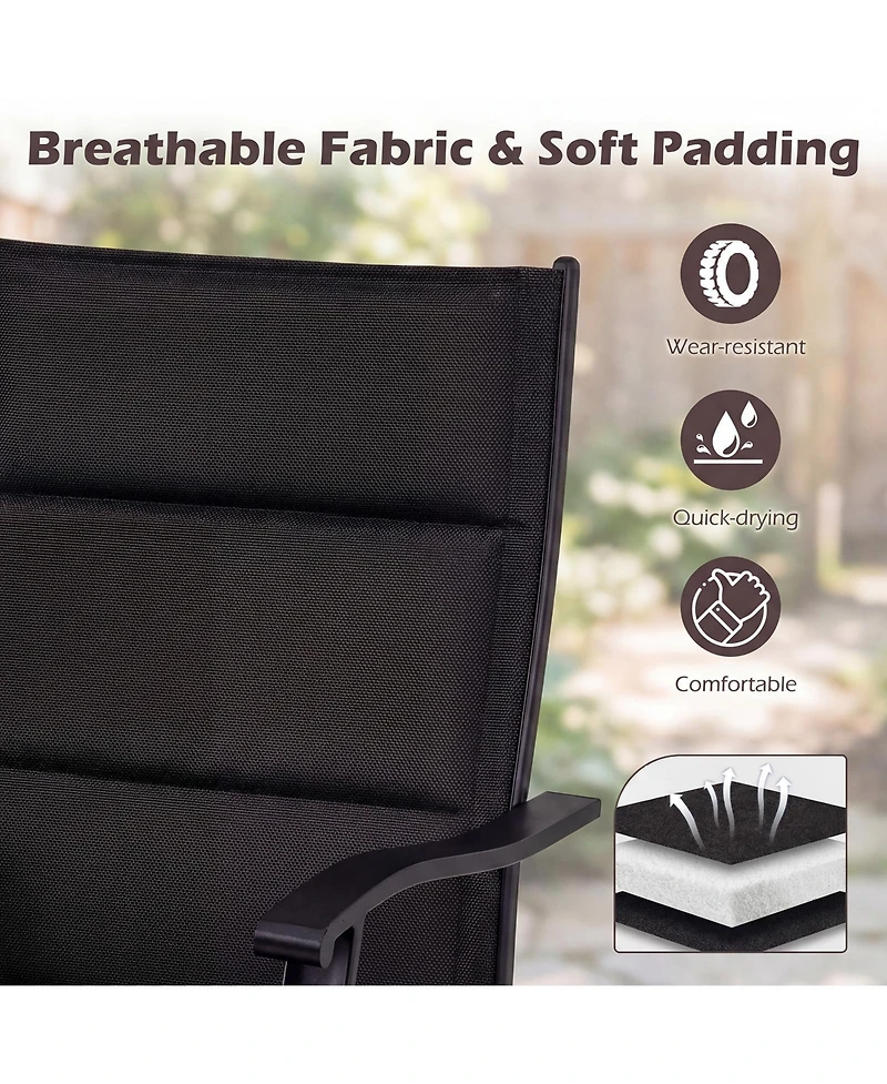 Gymax Padded Patio Swivel Chairs Set of 2 Ergonomic Outdoor Dining w/High Back