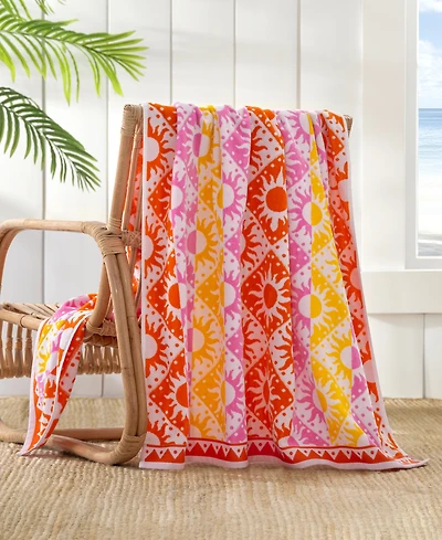 The Beach House Sun Stripe Cotton Beach Towel, 40" x 70"