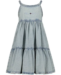 Tommy Hilfiger Girls' 7-16 Rope Trim Scoop Neck Denim Dress