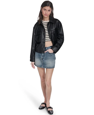 Levi's Women's Faux Leather Button Closure Shacket