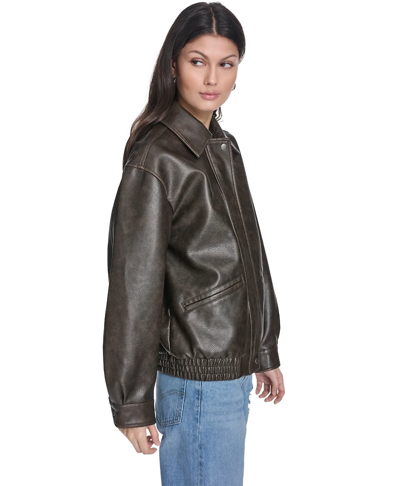 Levi's Women's Faux Leather Relaxed-Fit Bomber Jacket