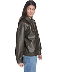 Levi's Women's Faux Leather Relaxed-Fit Bomber Jacket