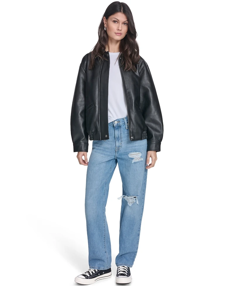 Levi's Women's Faux Leather Relaxed-Fit Bomber Jacket