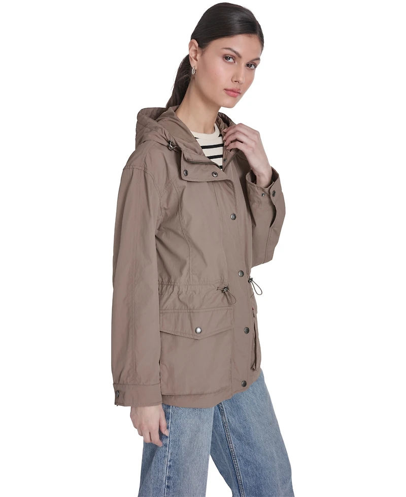 Levi's Women's Cinch-Waist Hooded Rain Anorak Jacket