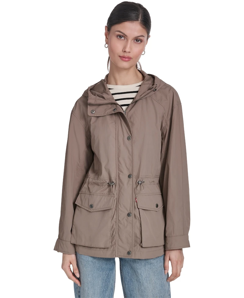 Levi's Women's Cinch-Waist Hooded Rain Anorak Jacket