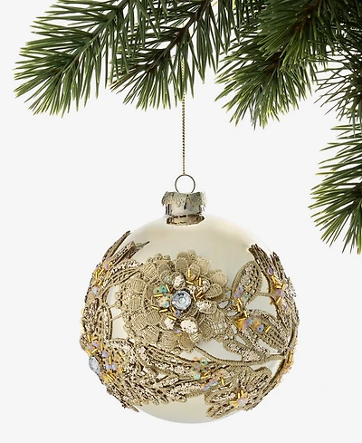 Holiday Lane Gilded Glamour Floral Pattern Ball Ornament, Macy's Exclusive