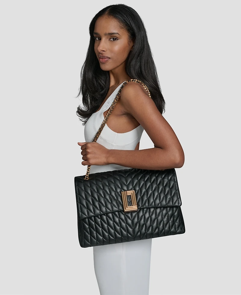 Karl Lagerfeld Paris Lafayette Large Leather Shoulder Bag