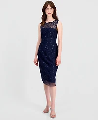 Connected Women's Illusion Sequin-Embellsihed Cocktail Dress
