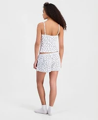 Just Polly Juniors Lace Trim Loungewear Camisole Tie Front Shorts