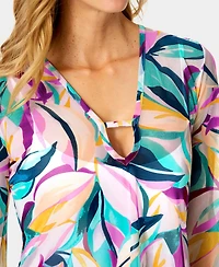 Anne Cole Women's Keyhole Mesh Tunic Swim Dress