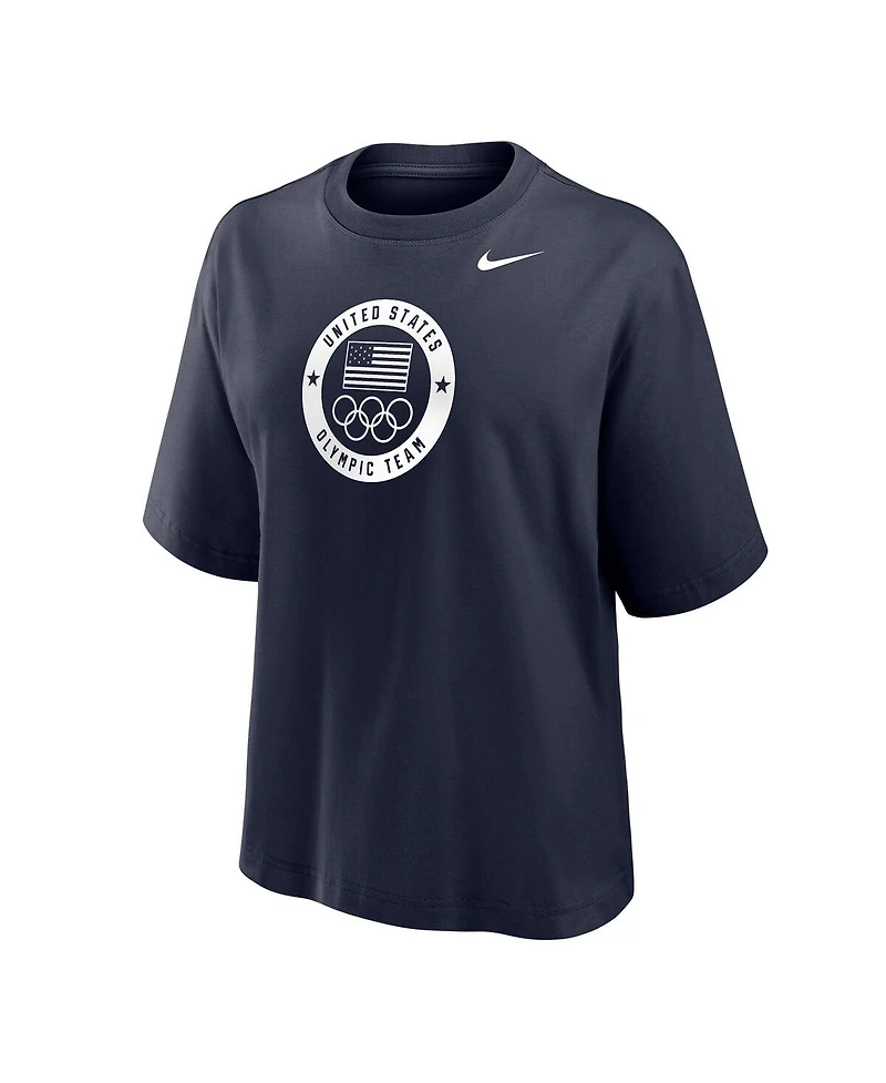 Nike Women's Navy Team Usa Boxy T-Shirt
