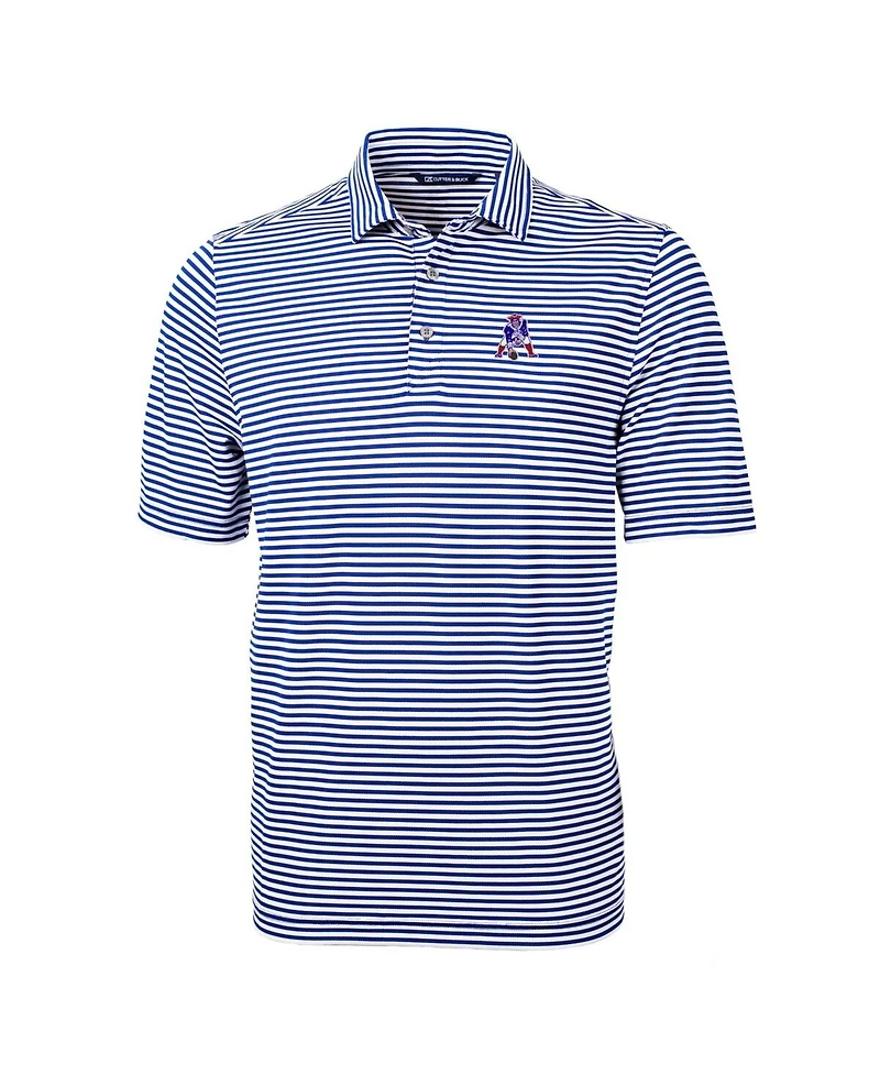 Cutter & Buck Men's Royal New England Patriots Throwback Logo Virtue Eco Pique Stripe Polo Shirt
