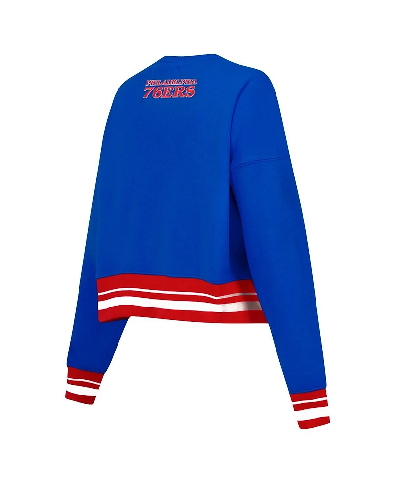 Pro Standard Women's Royal Philadelphia 76ers Area Code Cropped Pullover Sweatshirt