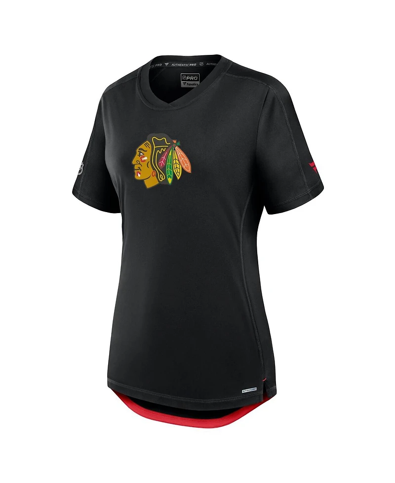 Fanatics Women's Black Chicago Blackhawks Authentic Pro Rink T-Shirt
