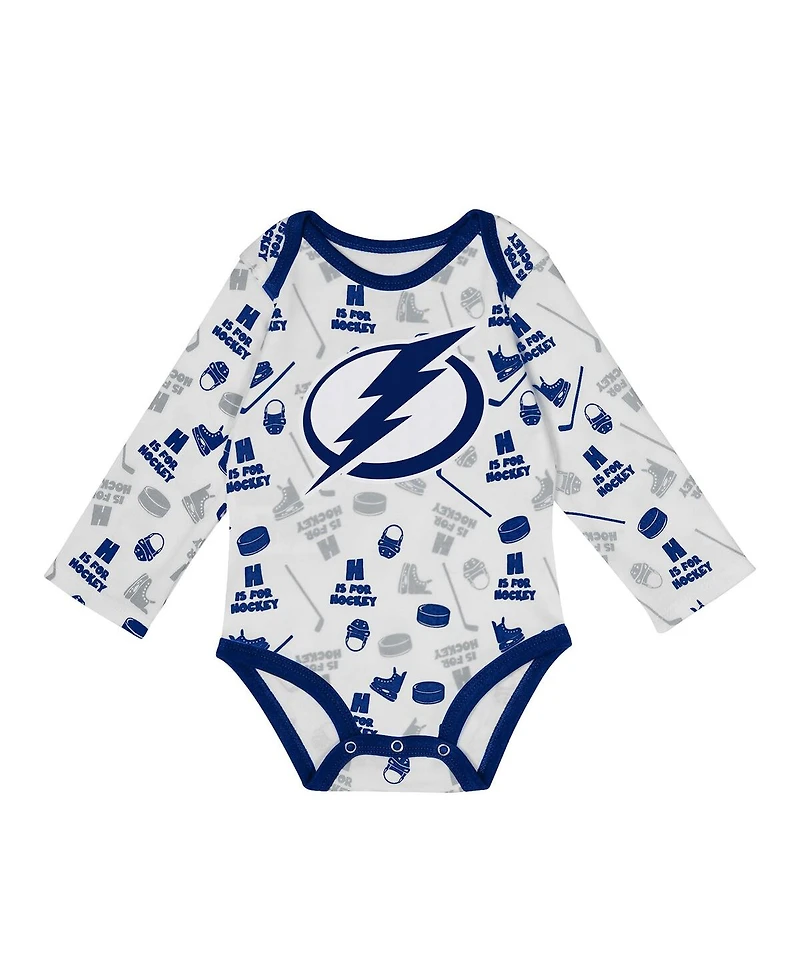 Outerstuff Baby Boys and Girls White Tampa Bay Lightning Quick Learner Long Sleeve Bodysuit
