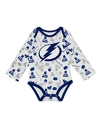Outerstuff Baby Boys and Girls White Tampa Bay Lightning Quick Learner Long Sleeve Bodysuit