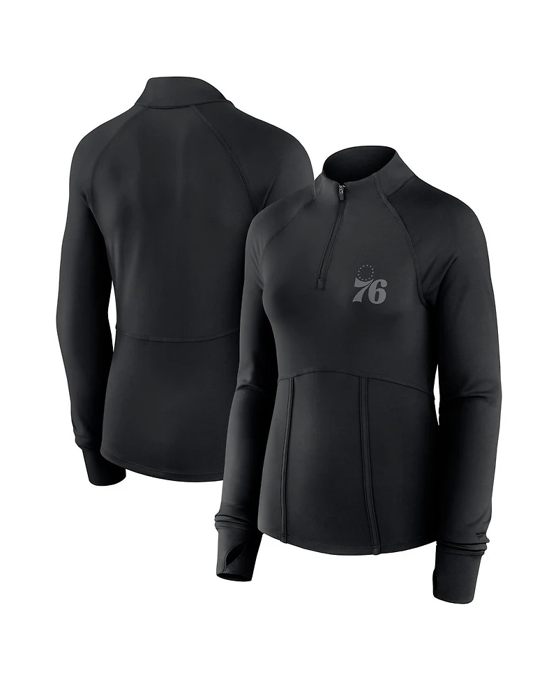 Fanatics Women's Black Philadelphia 76ers Elements Match Raglan Quarter-Zip Top