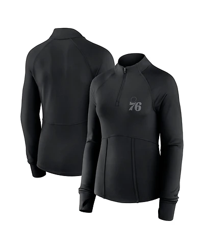 Fanatics Women's Black Philadelphia 76ers Elements Match Raglan Quarter-Zip Top