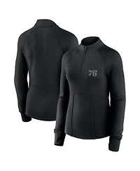 Fanatics Women's Black Philadelphia 76ers Elements Match Raglan Quarter-Zip Top