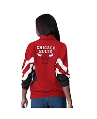 Starter Women's Red Chicago Bulls Renegade Oxford Half-Zip Jacket
