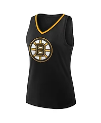 Logo Athletic Women's Black Boston Bruins Stellar Win V-Neck Tank Top