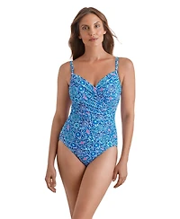 ShapeSolver Women's Surplice Neck One-Piece Swimsuit