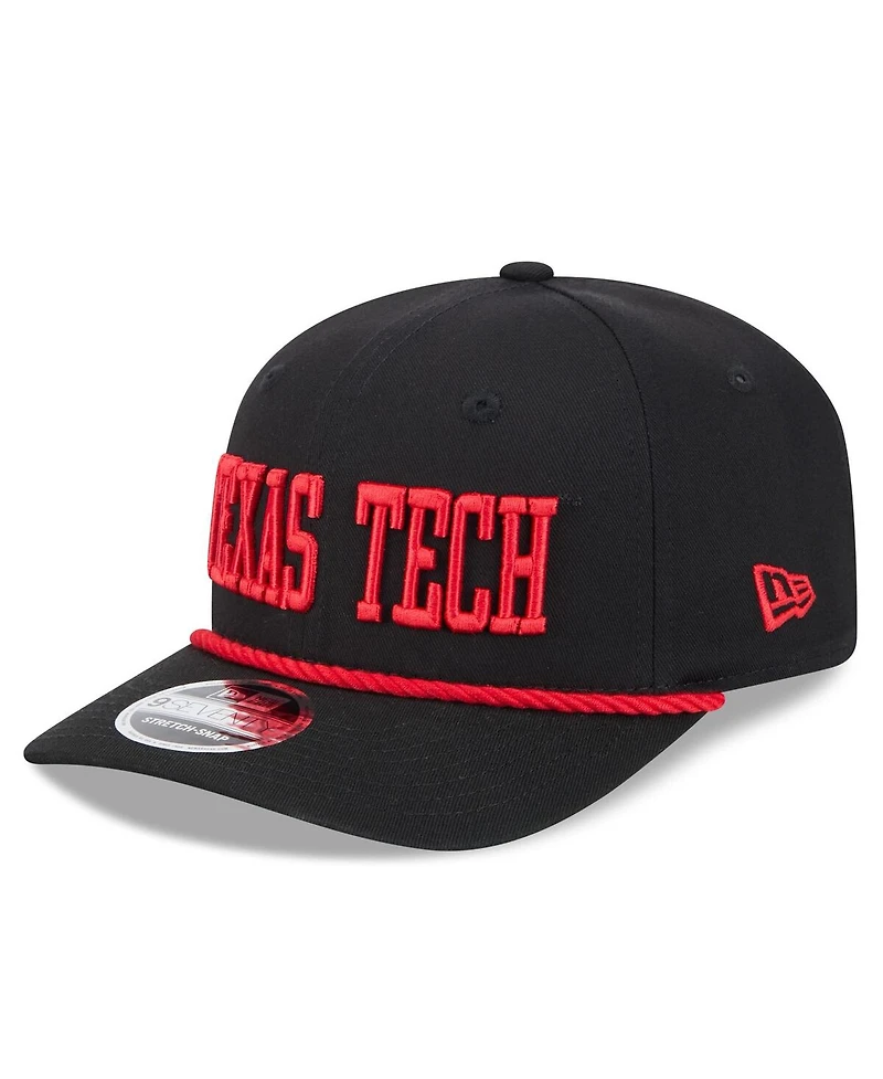 New Era Men's Black Texas Tech Red Raiders Wordmark 9SEVENTY Stretch-Snap Adjustable Hat
