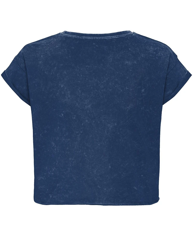 Sportiqe Men's and Women's Blue Orlando Magic Rock Roll Collection Gwen Premium Mineral Wash Cropped T-Shirt