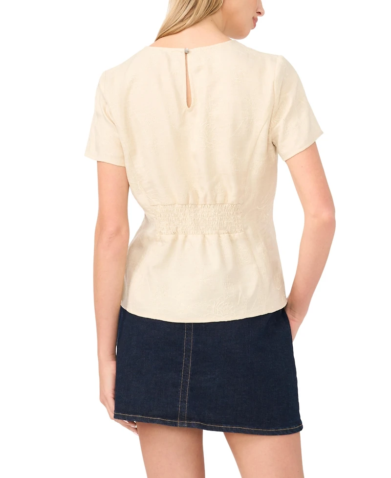 Vince Camuto Women's Short-Sleeve Pleated-Waist Blouse