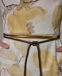 Donna Karan New York Women's Floral Sheath Midi Dress with Lariat Belt