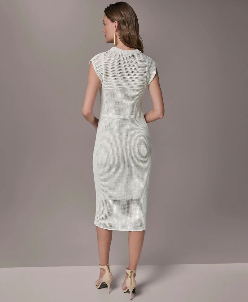 Donna Karan New York Women's Mock Neck Layered Midi Sweater Dress