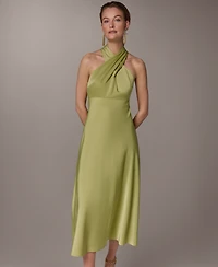 Donna Karan New York Women's Halter Neck Midi Dress with Empire Line